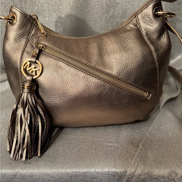 Michael Kors Handbags - Michael Kors Womens 'Charm Tassel' Casual Leather Shoulder Bag Metallic